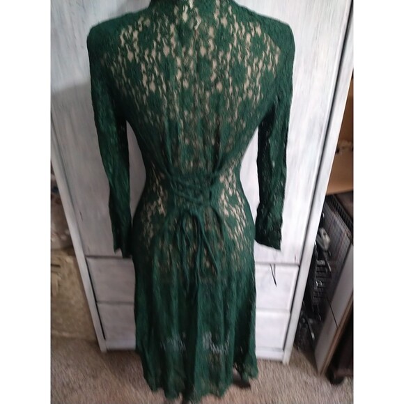 Dawn Joy Lace Embroidered Sheer Dress Green 4p Whimsygoth Vintage Y2K Fairy - Picture 7 of 12